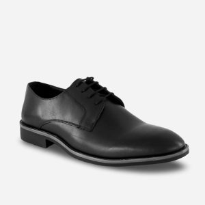Men's Black Leather Laceup Derby Shoe With Bella